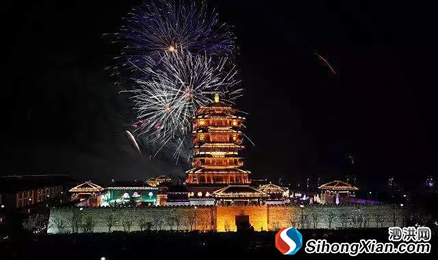 泗洪正月十五元宵焰火晚会古徐阁景区绽放