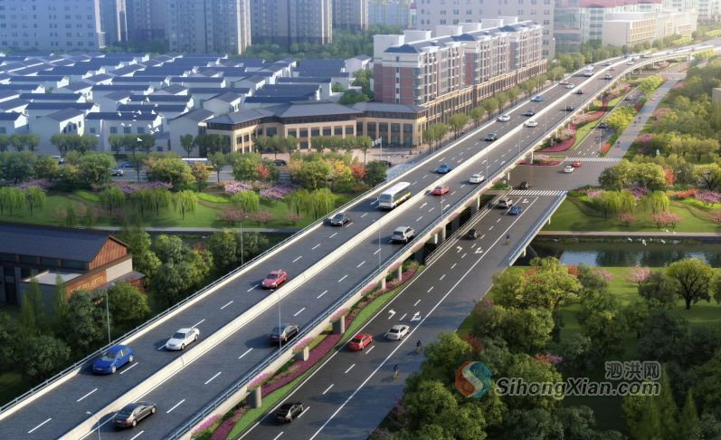 泗洪青阳南北大桥高架桥效果图