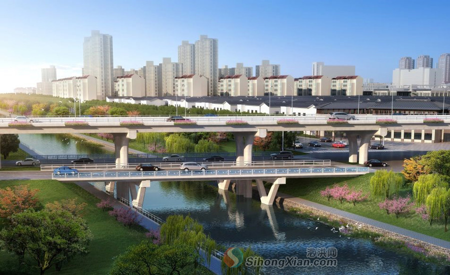 泗洪青阳南北大桥高架桥效果图