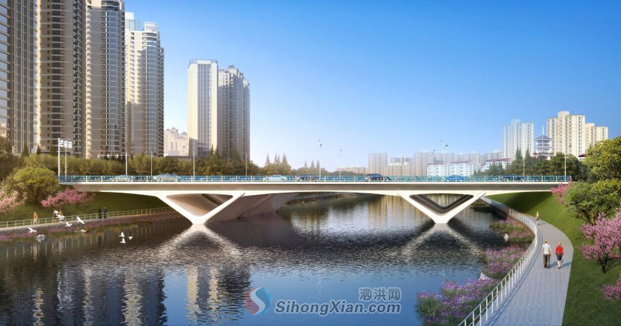 泗洪青阳南北大桥高架桥效果图