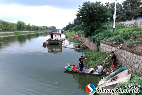 泗洪对城区部份河道内船只进行清理